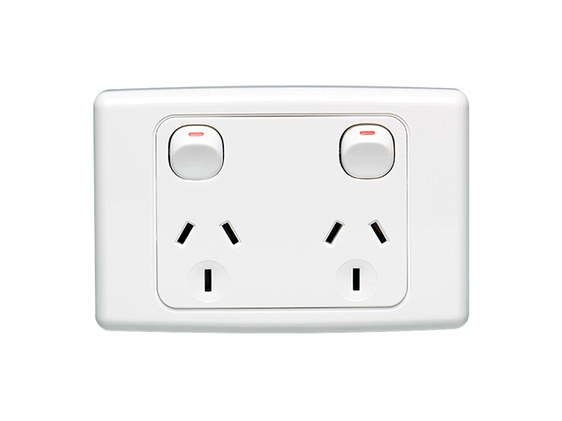 Clipsal 2025D Twin Switch Socket Outlet, 250V, 10A, 2 Pole