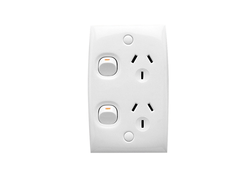 Clipsal 15/2V Twin Switch Socket Outlet, 250V, 10A, Standard Size
