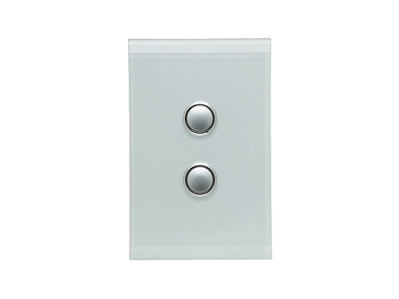 Clipsal 4062PBL Push Button Switch, LED, 2 Gang, Saturn 4000 series