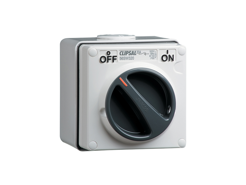 Clipsal 56SW320 Surface Switch, 1 Gang, 3 Pole, 500VAC, 20A