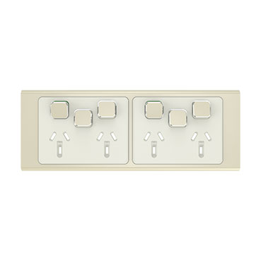Clipsal Iconic, Styl Quad Power Point Skin With 2 Extra Switches, Horizontal Mount, 250V, 10A